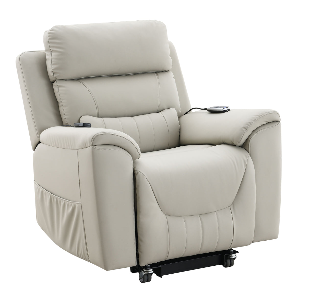 Marsha - Silicone Synthetic Leather Power Motion Recliner With Lift Heating Massage Chair - Light Gray