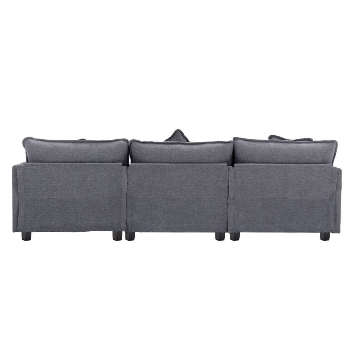 112.2" Chenille Upholstered Sofa with Ottoman and 5 Pillows - Gray