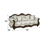 Pierce - Sofa With 5 Pillows - Beige / Cherry