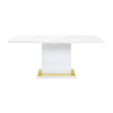 Gaines - High Gloss Dining Table With Pedestal Base - White