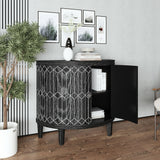 2 Door Accent Cabinet Featuring Two Tier Storage- Black