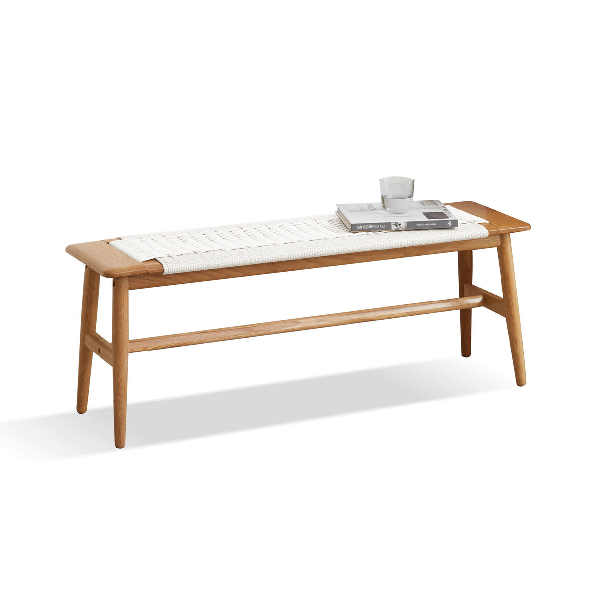 Solid Oak Bench - White / Natural Oak