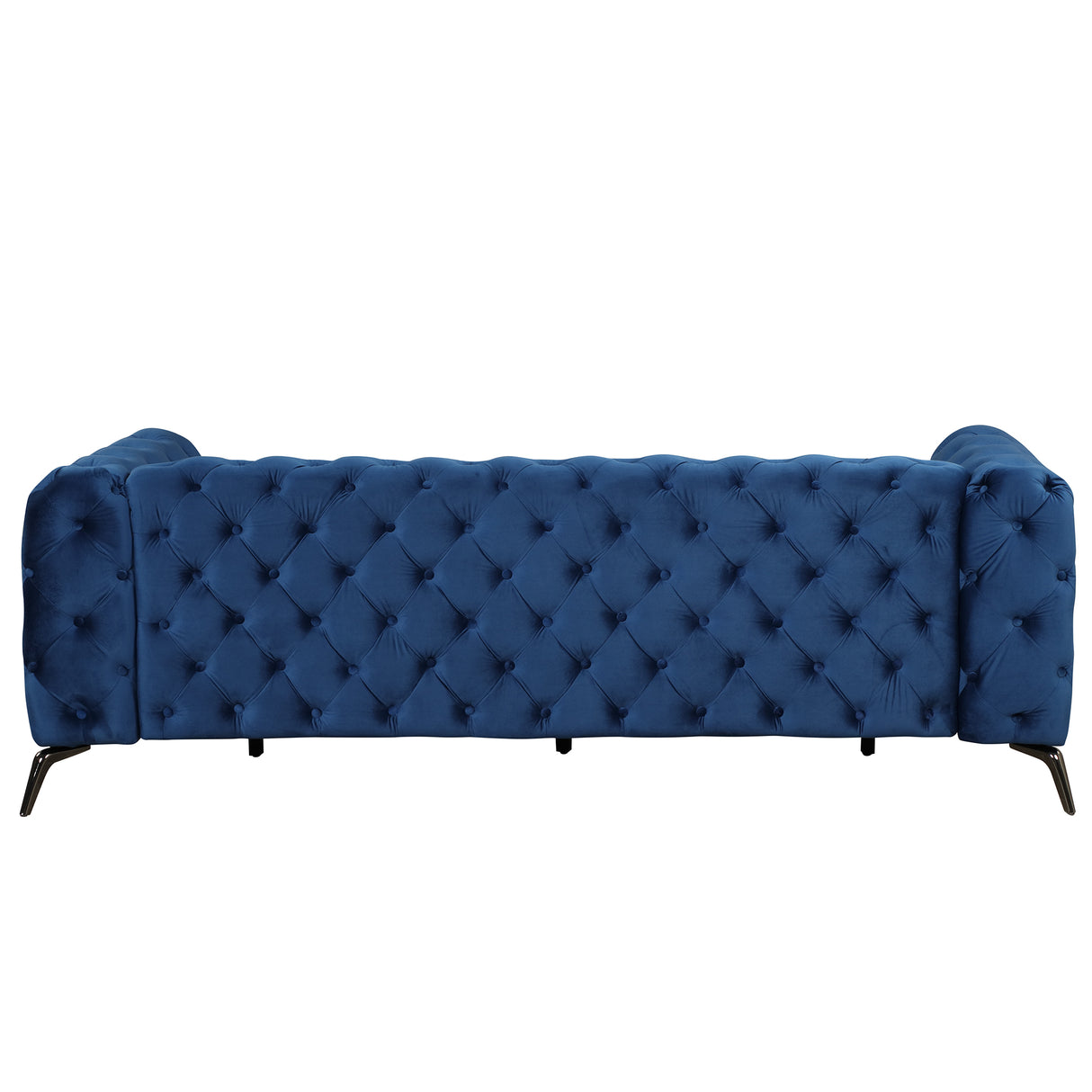 85.5" Velvet Upholstered Sofa with Sturdy Metal Legs, Blue