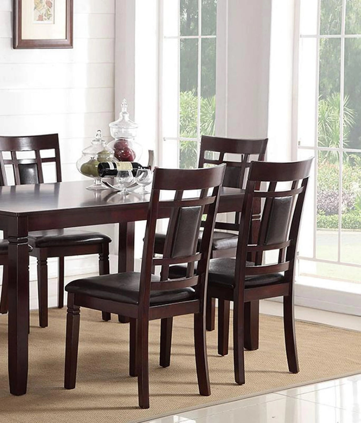 7pc Dining Set with Upholstered PU Chairs - Espresso