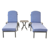 Reclining Chaise Lounge Set With Cushion And Table - Metal