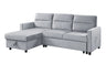 Ivy - Velvet Reversible Sleeper Sectional Sofa With Storage Chaise And Side Pocket