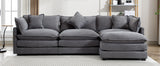 112.2" Chenille Upholstered Sofa with Ottoman and 5 Pillows - Gray