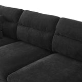 Modern Convertible Sectional Sofa with Pillows and Ottoman - Black