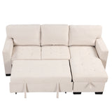 Sleeper Sofa Chaise with Storage  and USB Charger - Beige