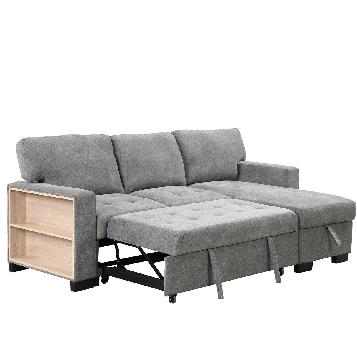 Sleeper Sofa Chaise with Storage  and USB Charger - Gray