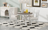 TREXM 5-Piece Dining Set with Butterfly Leaf and 4 Upholstered Chairs (Brown+Antique White)