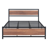 Platform Bed, Metal And Wood Bed Frame With Headboard And Footboard