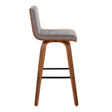 Vasari - Mid Century Modern Fixed Height Barstool With Swivel With Square Footrest (Set of 2)