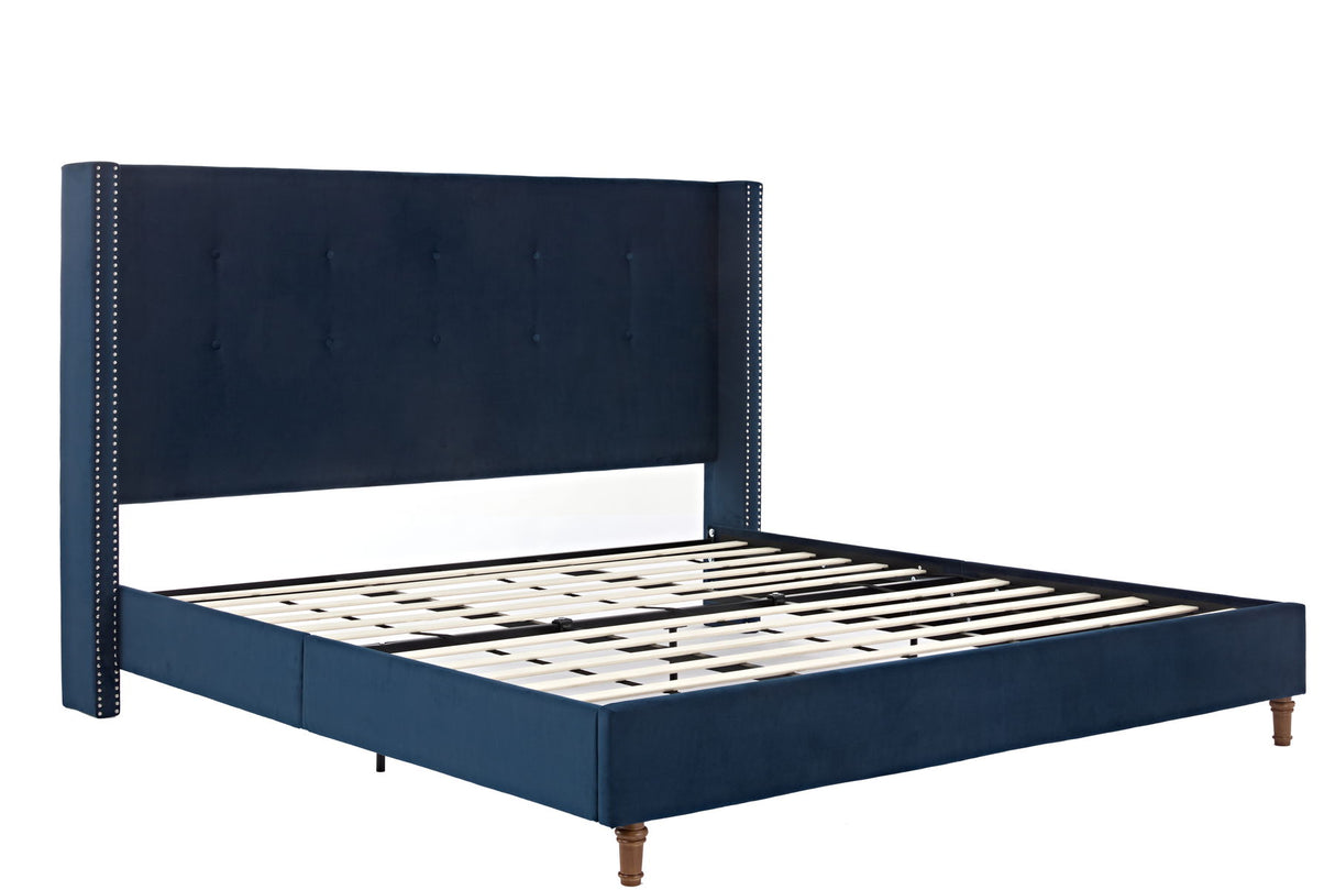 Peyton - Upholstered Bed With 54" High Headboard, Traditional Hand Buttoned Tufting