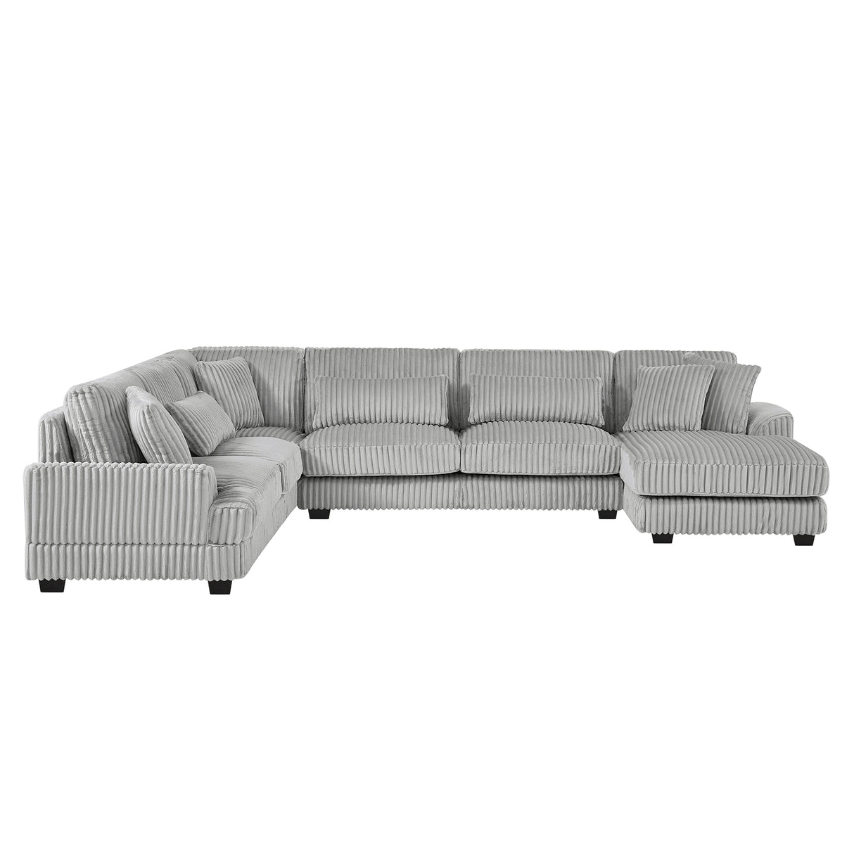 129" Oversized U-shaped Sofa Sectional in Soft Corduroy with a Chaise Lounge , Grey