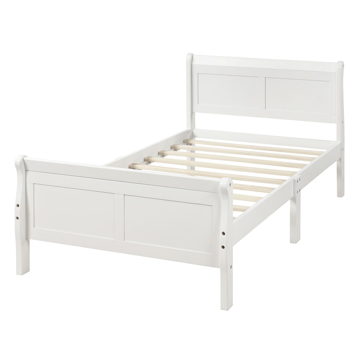 Twin Platform Bed Frame Mattress Foundation Sleigh Bed With Headboard / Footboard / Wood Slat Suppor