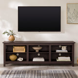 Modern Transitional 3 Shelf Open Storage 70" TV Stand For 80" TVs - Espresso