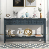 Rustic Entryway Console Table Long Sofa Table With Two Different Size Drawers And Bottom Shelf For Storage