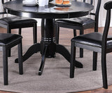 5 PC Round Dining Room Set with 4 Side Chairs - Black