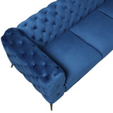 85.5" Velvet Upholstered Sofa with Sturdy Metal Legs, Blue