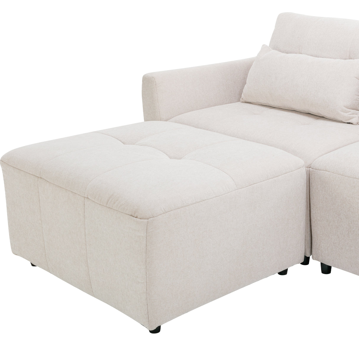 113.3" Modular Sectional Sofa with Ottoman and USB and USB-C Ports - Beige