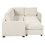 121.3" Modular Sectional Sofa with Two Movable Ottomans,  Beige