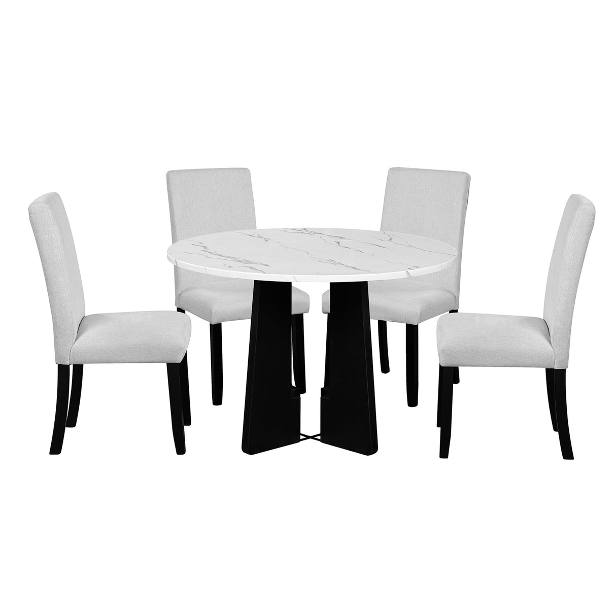 5-Piece Faux Marble Round Dining Table set