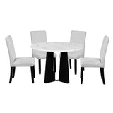 5-Piece Faux Marble Round Dining Table set