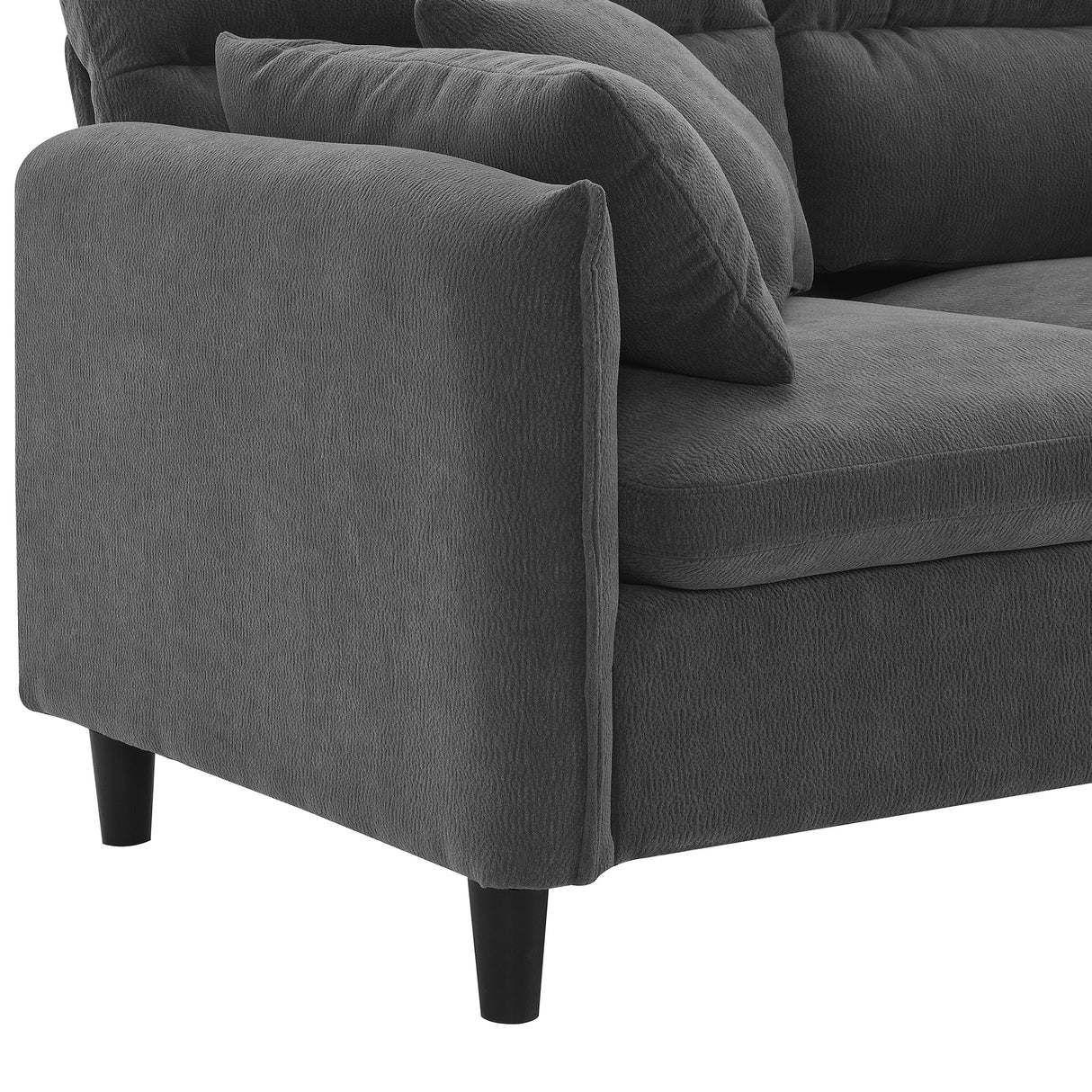 Modern  Sectional Sofa with Pillows and Ottoman - Gray