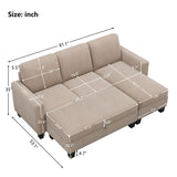 Reversible Sofa With Storage Chaise and Ottoman - Warm Gray