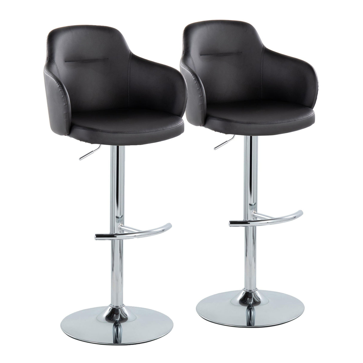 Boyne - Contemporary Adjustable Barstool With Swivel & Rounded T Footrest (Set of 2)