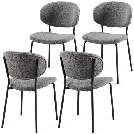 Boucle Dining Chairs, Dining Chairs With Metal Legs For Dining Room, Kitchen, Living Room