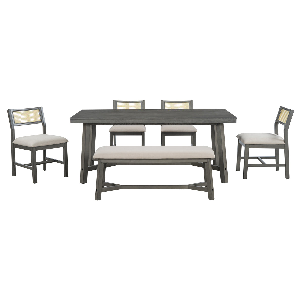 TREXM 6-piece Farmhouse Style Dining Set (Gray)