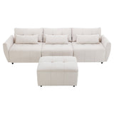 113.3" Modular Sectional Sofa with Ottoman and USB and USB-C Ports - Beige