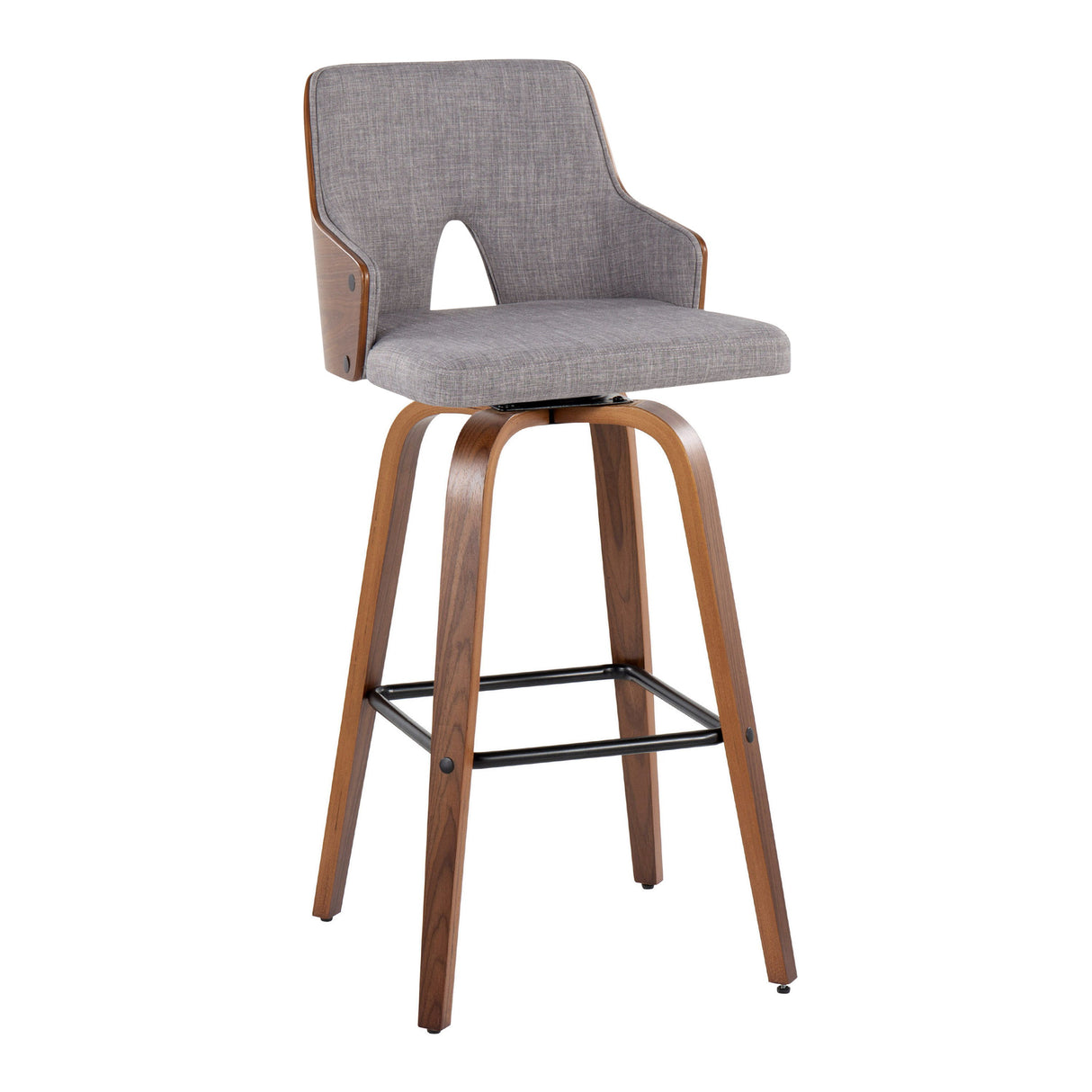 Stella - Mid Century Modern Fixed Height Barstool With Swivel Square Footrest (Set of 2)