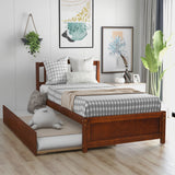 Twin Size Platform Bed Wood Bed Frame With Trundle