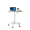 Adjustable Height Black Tempered Glass Table Desk Table With Lockable Wheels