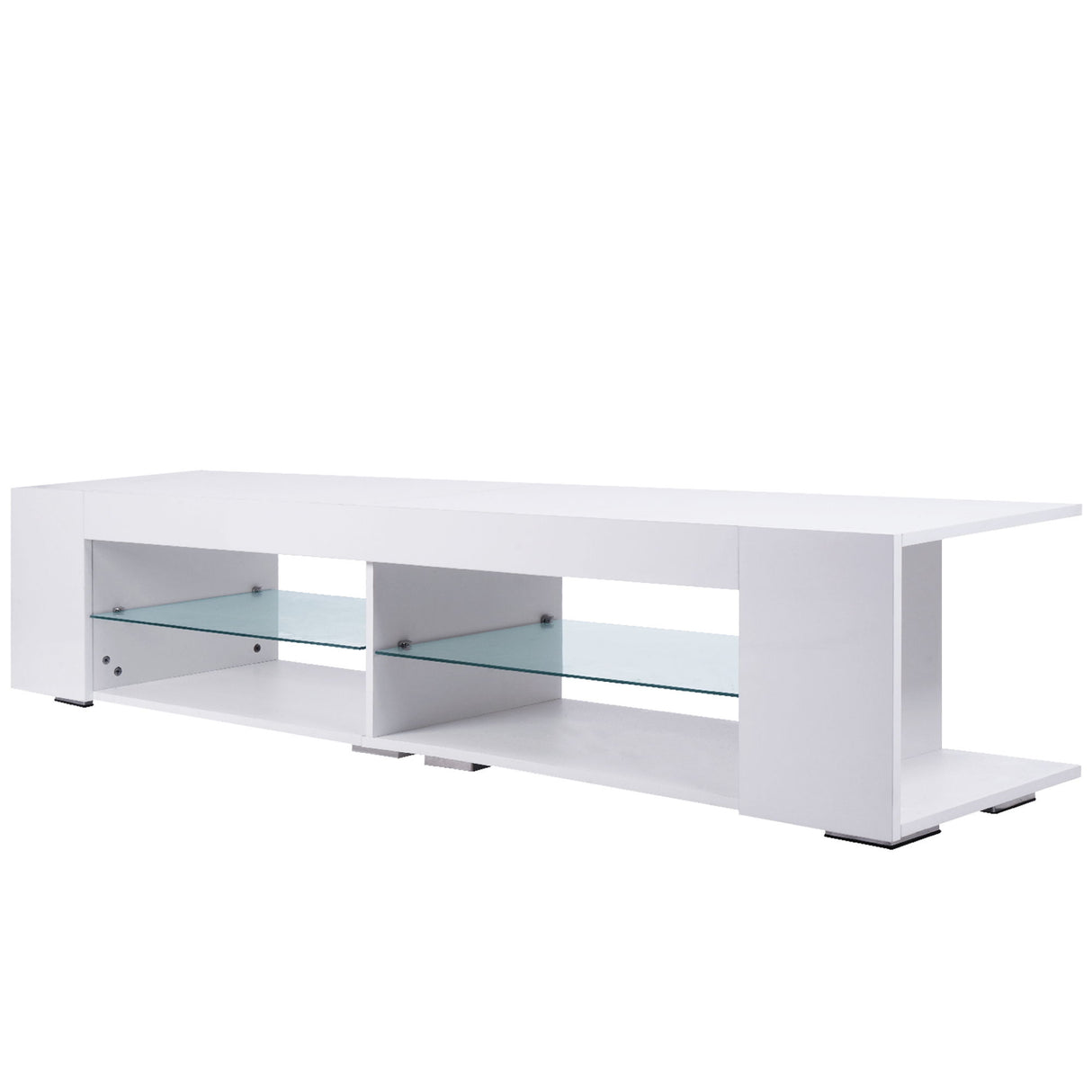 High Gloss LED TV Stand With Storage  - White