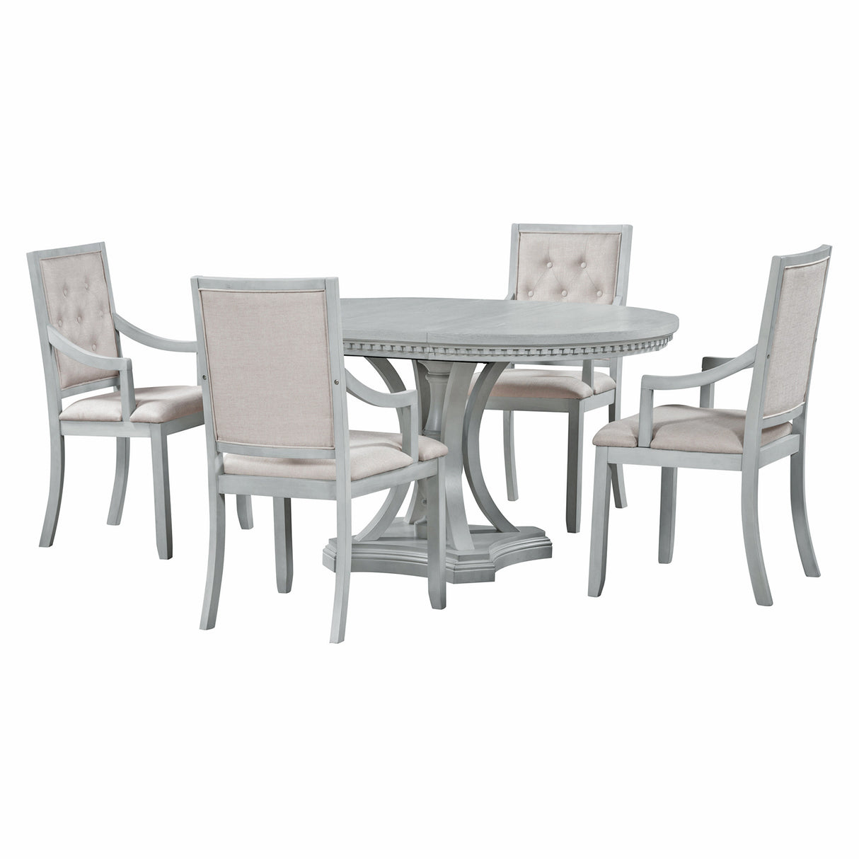 TREXM Retro 5-piece Dining Set with One Leaf (ANTIQUE GRAY OAK)