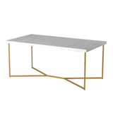 Modern Glam Metal And Faux Marble Coffee Table