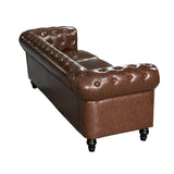 PU Upholstered Tufted Sofa - Brown