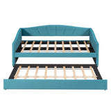 Upholstered Daybed Sofa Bed With Trundle Bed And Wood Slat