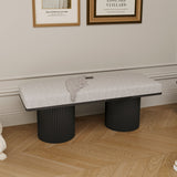 Upholstered Bench With Black Legs - Light Gray