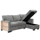 Sleeper Sofa Chaise with Storage  and USB Charger - Gray