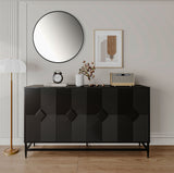 Accent Lacquered 4 Door Accent Cabinet - Matte Black