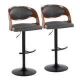 Pino - Mid Century Modern Adjustable Barstool With Swivel With Rounded T Footrest (Set of 2)