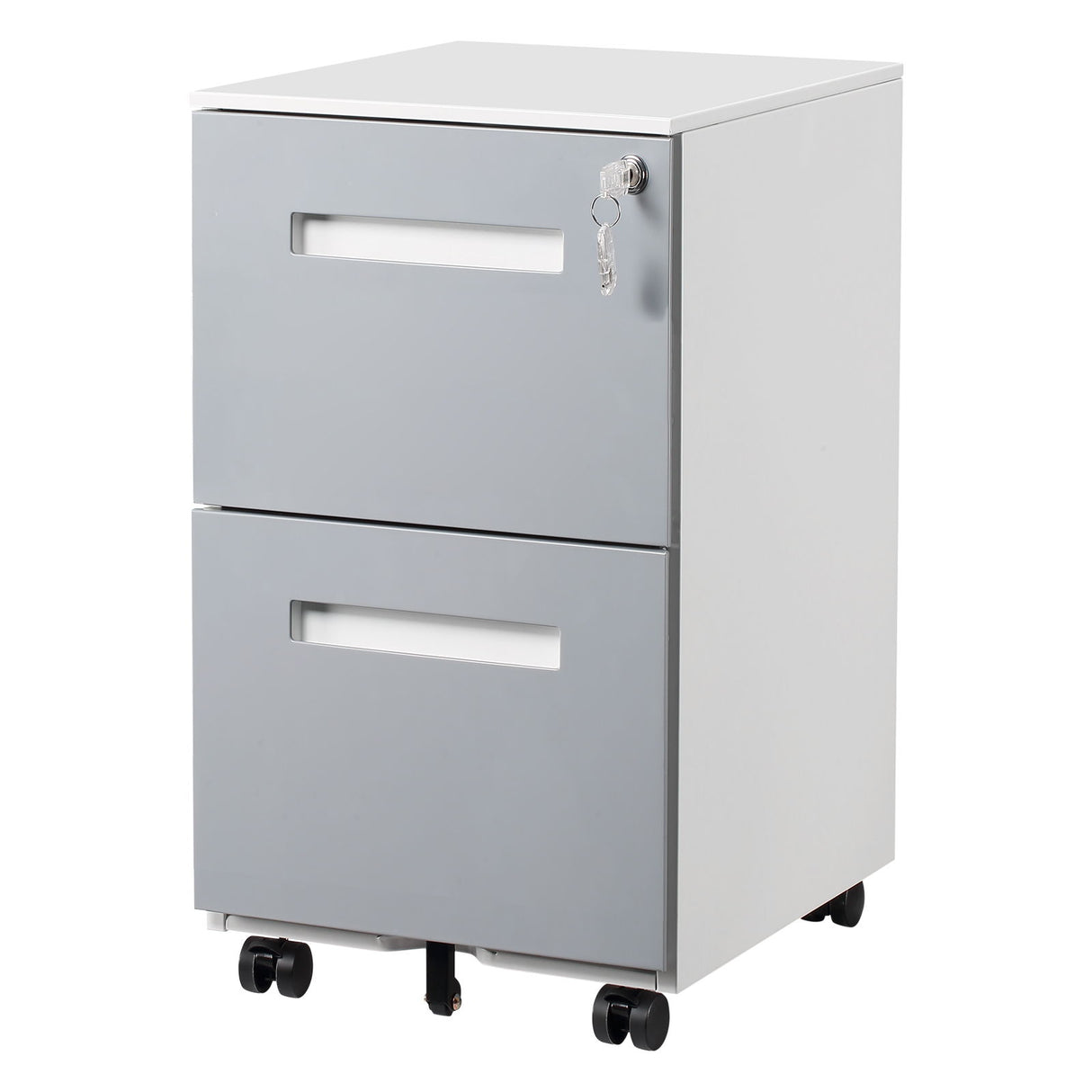 3 Drawer Mobile Locking File Cabinet, Rolling Filing Cabinet For Letter / A4 Size With 5 Wheels - Gray