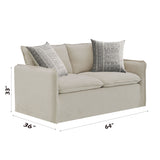 Upendo - Pattern Linen Loveseat With 2 Toss Pillows - Beige