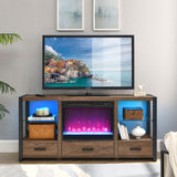 Electric Fireplace Media TV Stand With Sync Colorful LED Lights