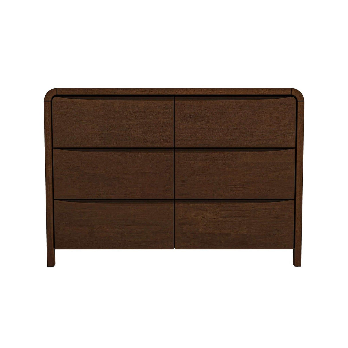 Lionel - Mid-Century Modern Solid Wood 6 Drawer Dresser - Brown